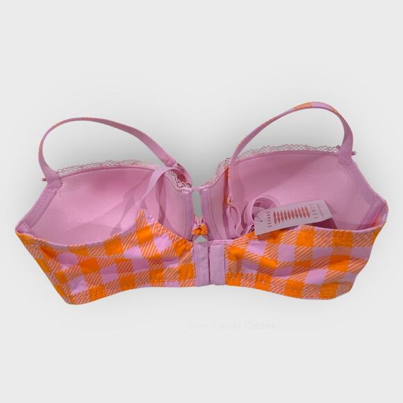 Savage X Fenty Gingham Remix Padded Low Balconette Bra | 36DD | Pink Orange - Picture 5 of 5